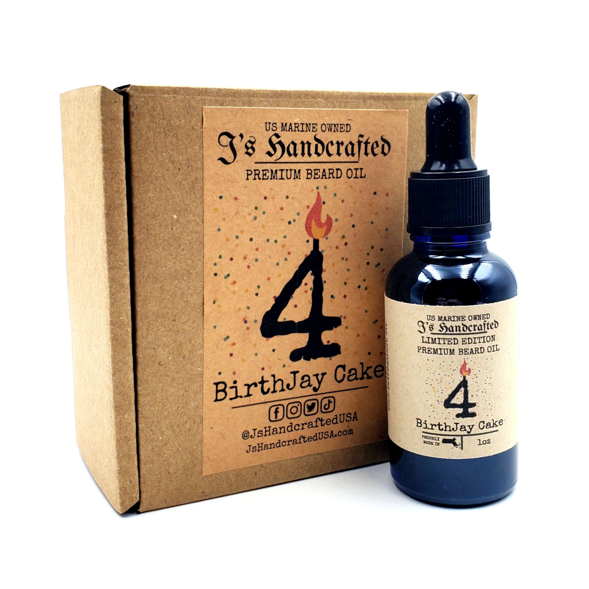 J's 4th Anniversary Limited Edition "BirthJay Cake" Premium Beard Oil 1oz 40% OFF